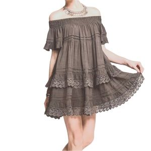 Anthropologie Muchette Esmeralda Off The Shoulder Swing Dress